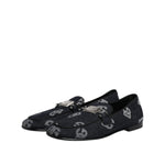 Dolce & Gabbana Blue Logo Cotton Loafers Formal Dress Shoes MV7901-43