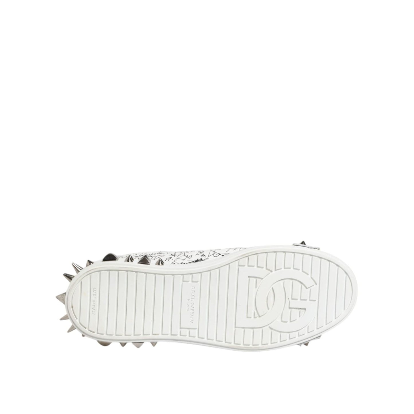 Dolce & Gabbana White Portofino Studded Men Sneakers Shoes MV7925-41