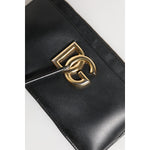 Dolce & Gabbana Black Calfskin Leather DG Logo Women Card Holder Wallet BAG4583