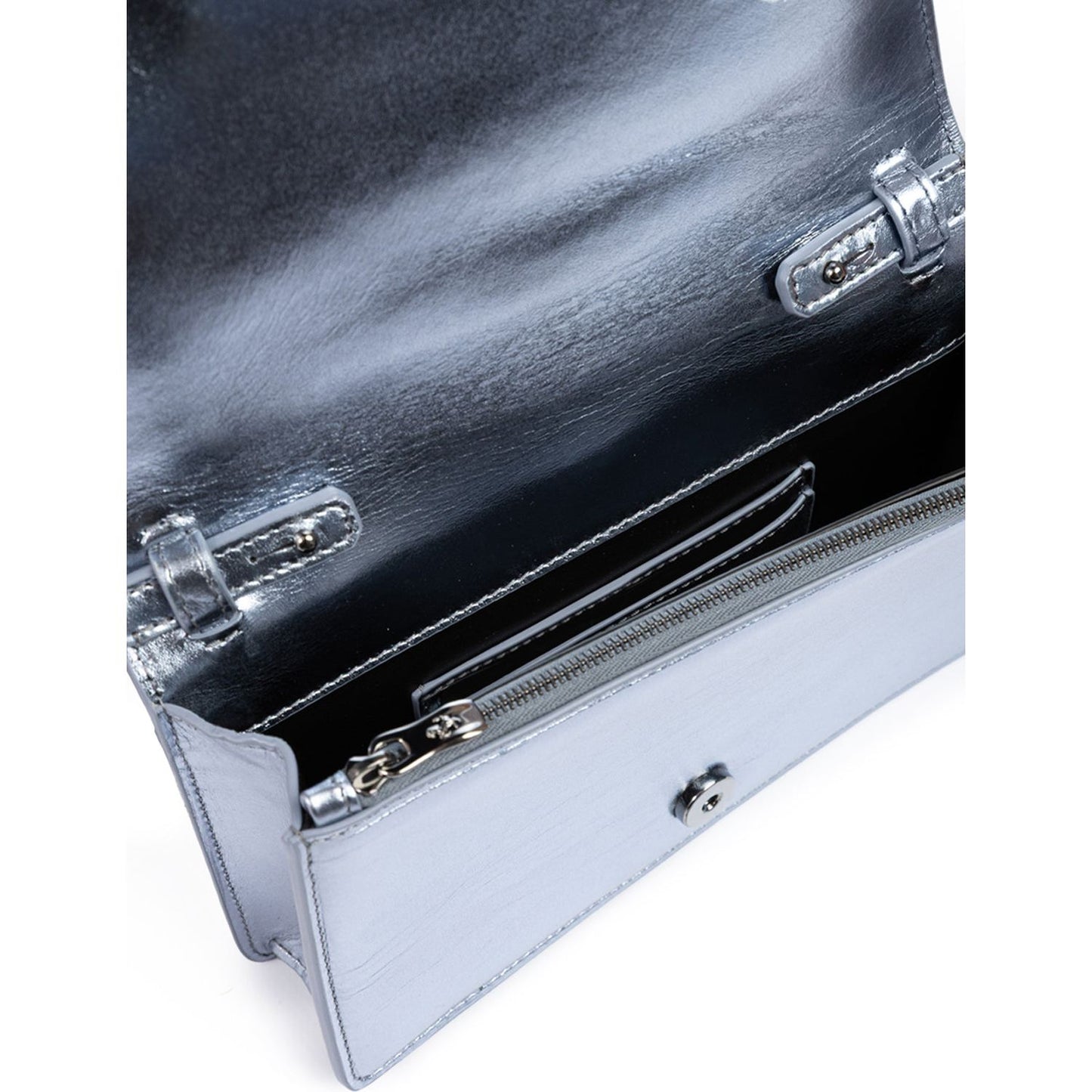 Ferrari Metal light blue GT patent leather bag with chain FE8056121179066