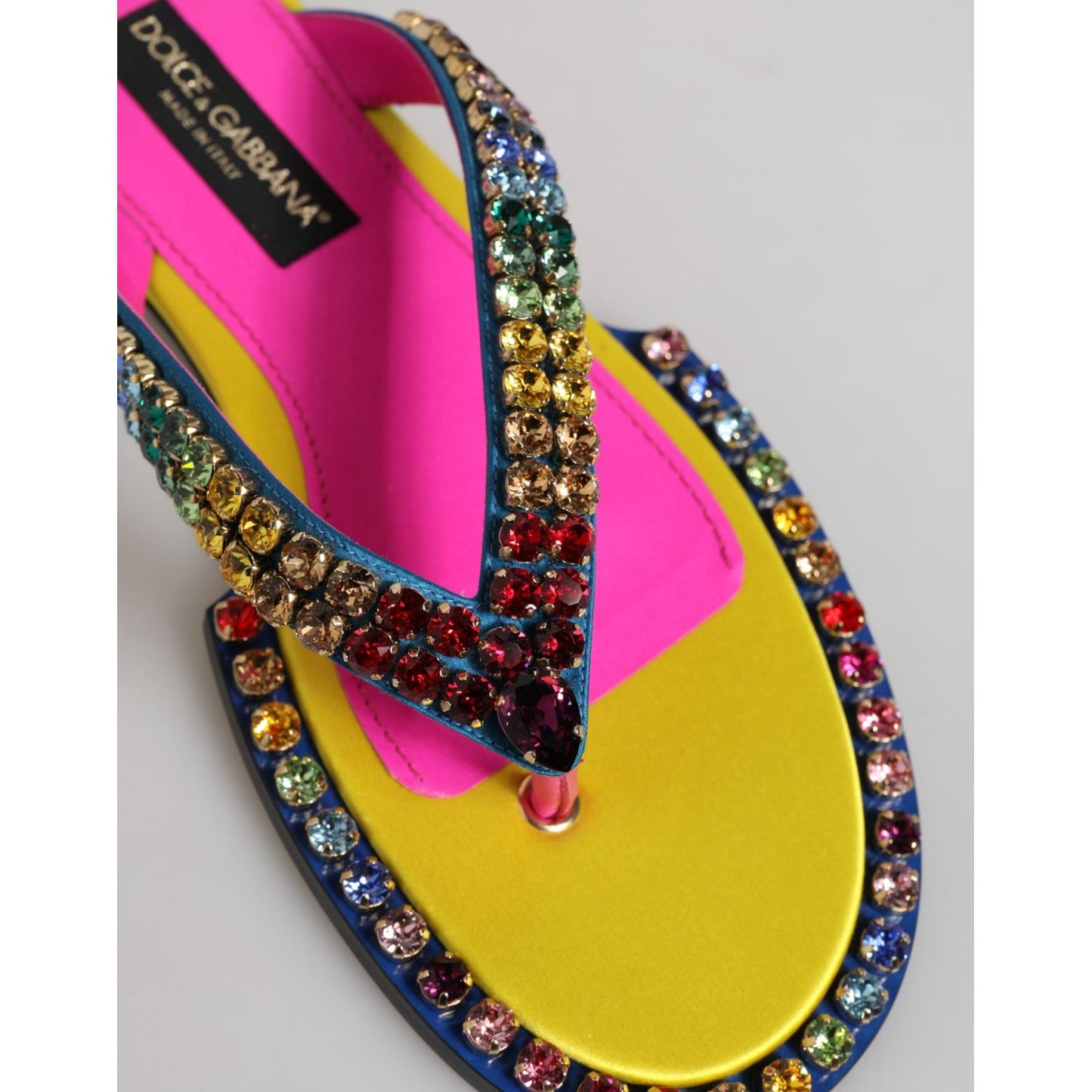 Dolce & Gabbana Multicolor Rhinestone Flip Flop Flat Sandals Shoes MV7895-42