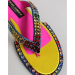 Dolce & Gabbana Multicolor Rhinestone Flip Flop Flat Sandals Shoes MV7895-42