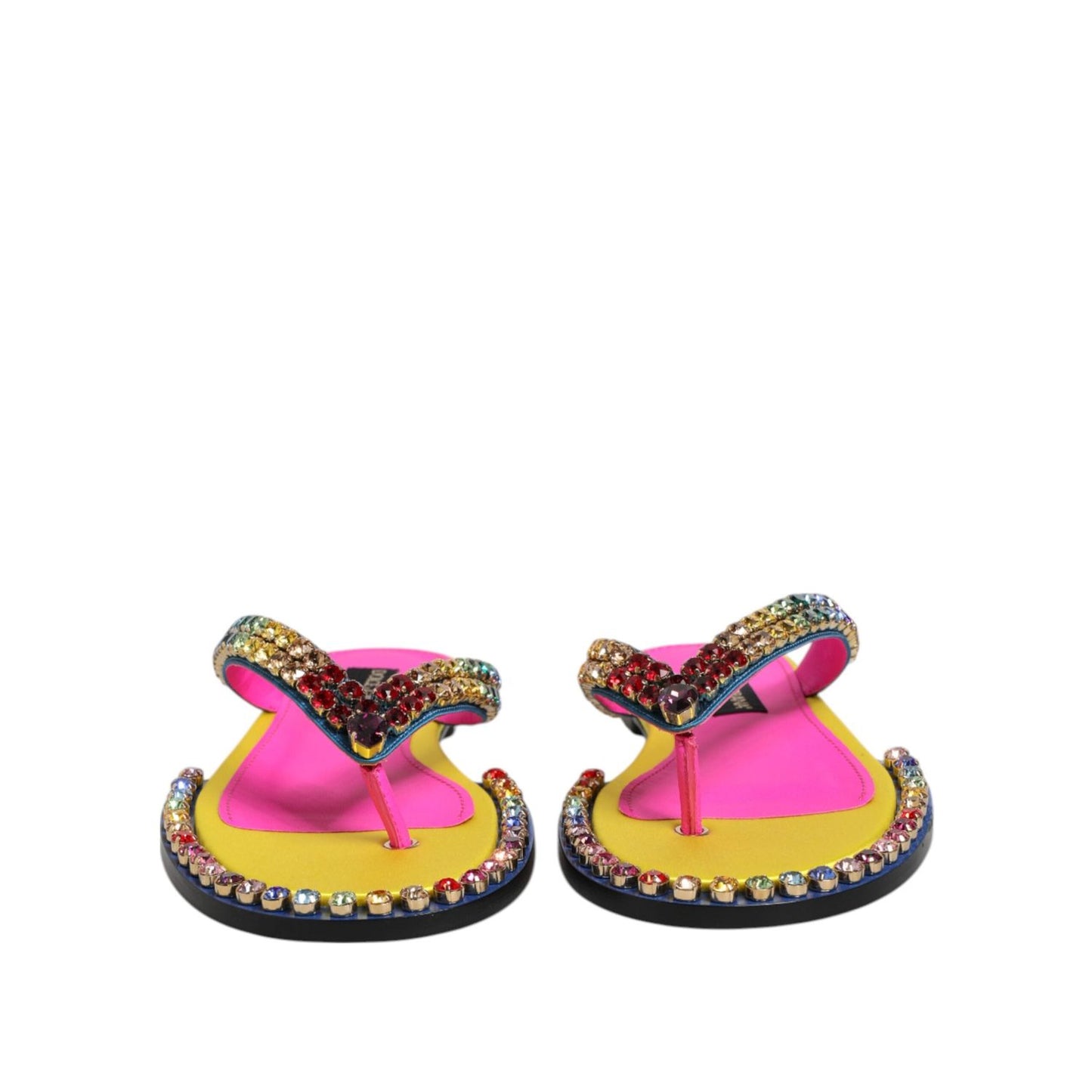 Dolce & Gabbana Multicolor Rhinestone Flip Flop Flat Sandals Shoes MV7895-42