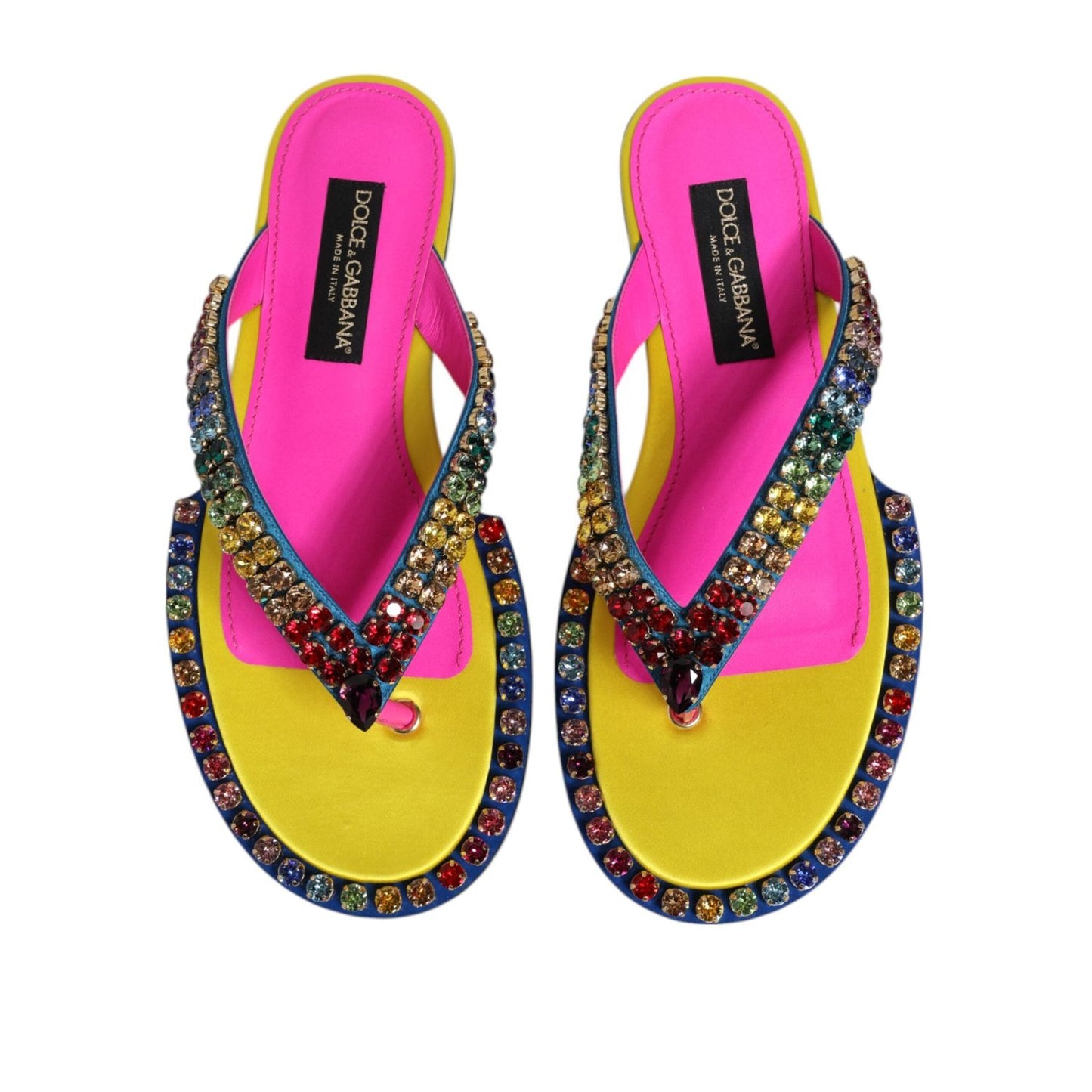 Dolce & Gabbana Multicolor Rhinestone Flip Flop Flat Sandals Shoes MV7895-42