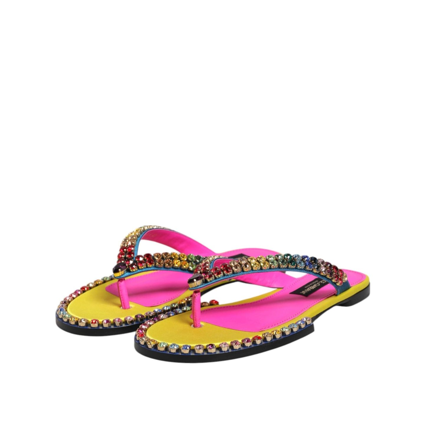 Dolce & Gabbana Multicolor Rhinestone Flip Flop Flat Sandals Shoes MV7895-42