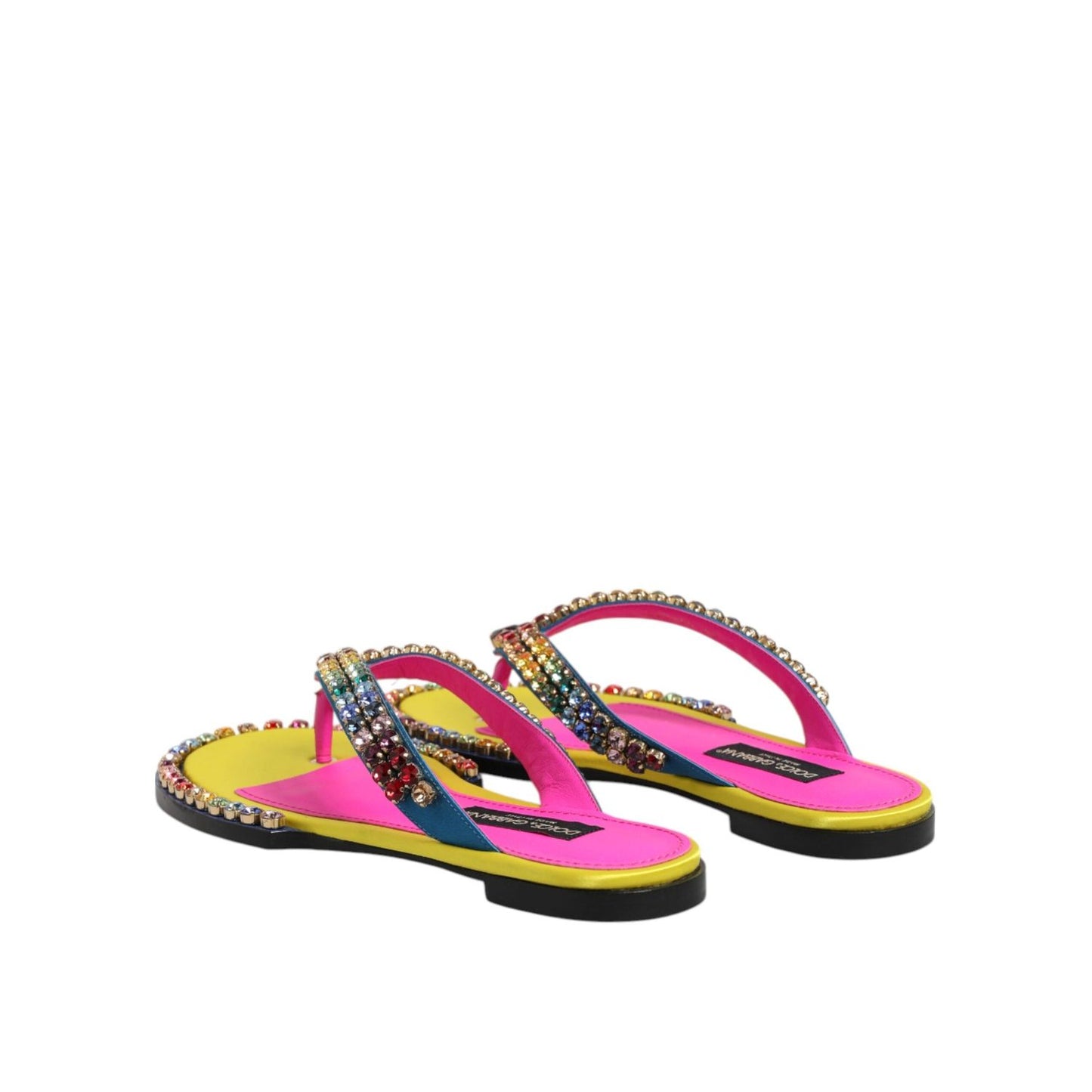 Dolce & Gabbana Multicolor Rhinestone Flip Flop Flat Sandals Shoes MV7895-42