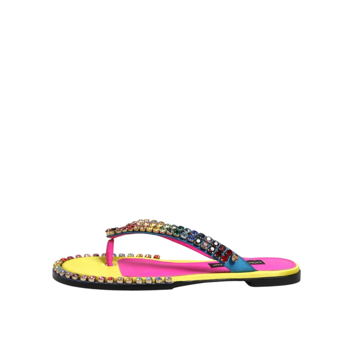 Dolce & Gabbana Multicolor Rhinestone Flip Flop Flat Sandals Shoes MV7895-42