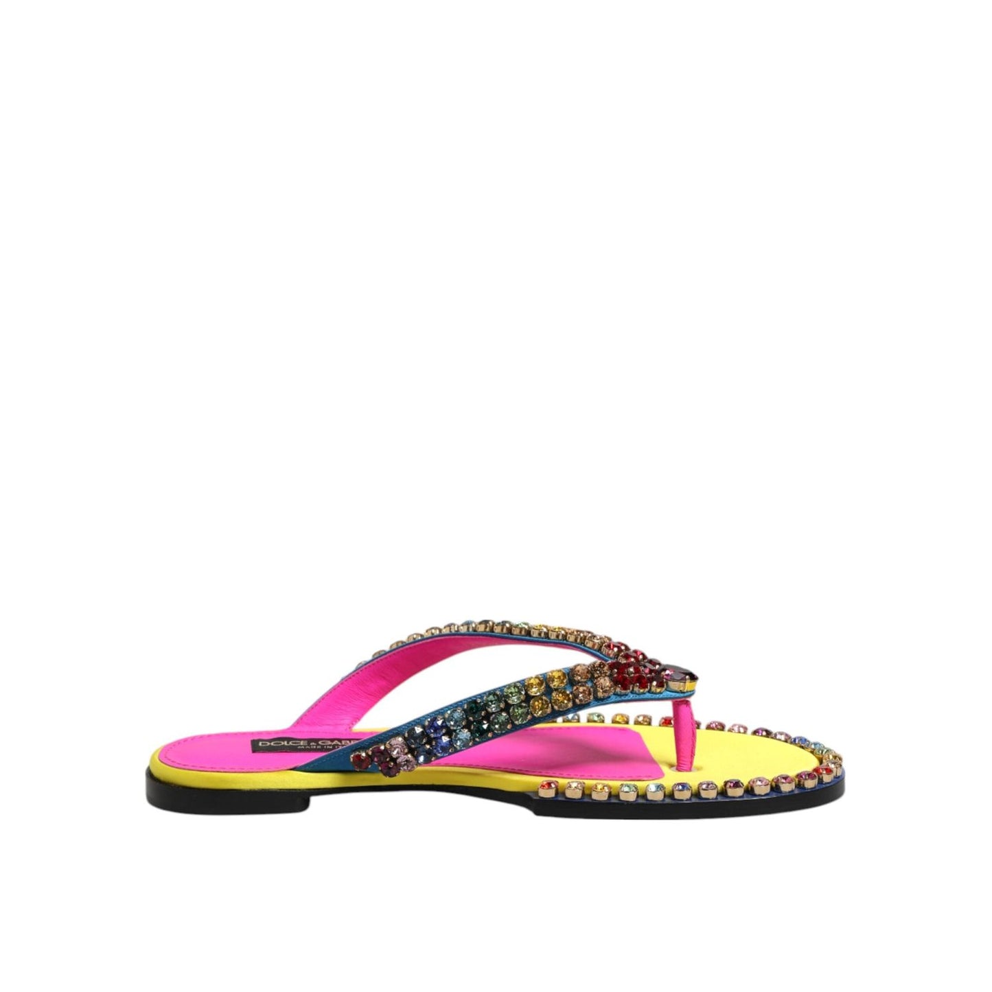 Dolce & Gabbana Multicolor Rhinestone Flip Flop Flat Sandals Shoes MV7895-42