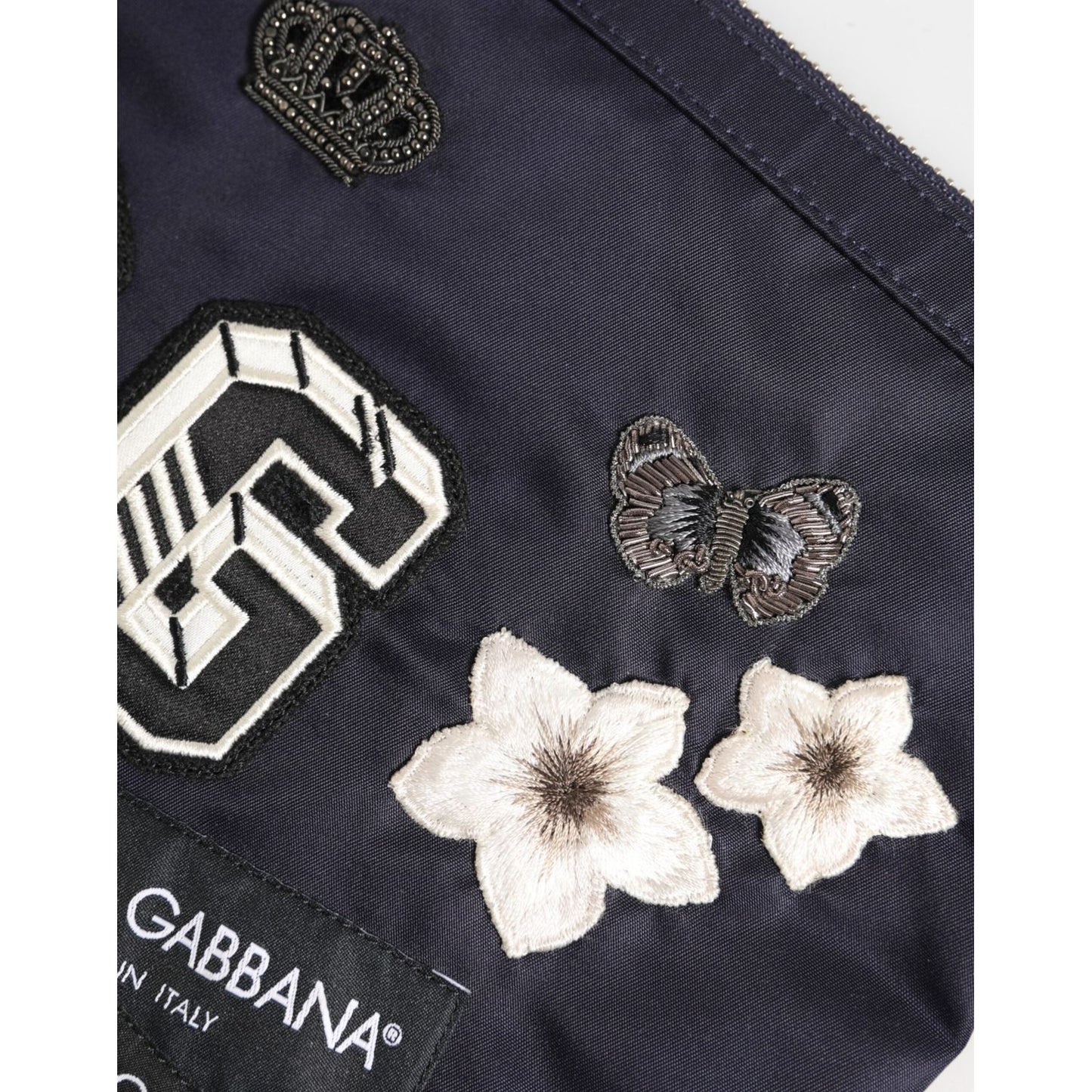 Dolce & Gabbana Blue DG Logo Patch Embellished Pouch Clutch Men Borse Bag