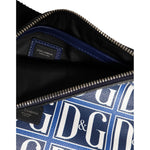 Dolce & Gabbana Blue White Leather D&G Logo Plaque Crossbody Borse Bag BAG4660
