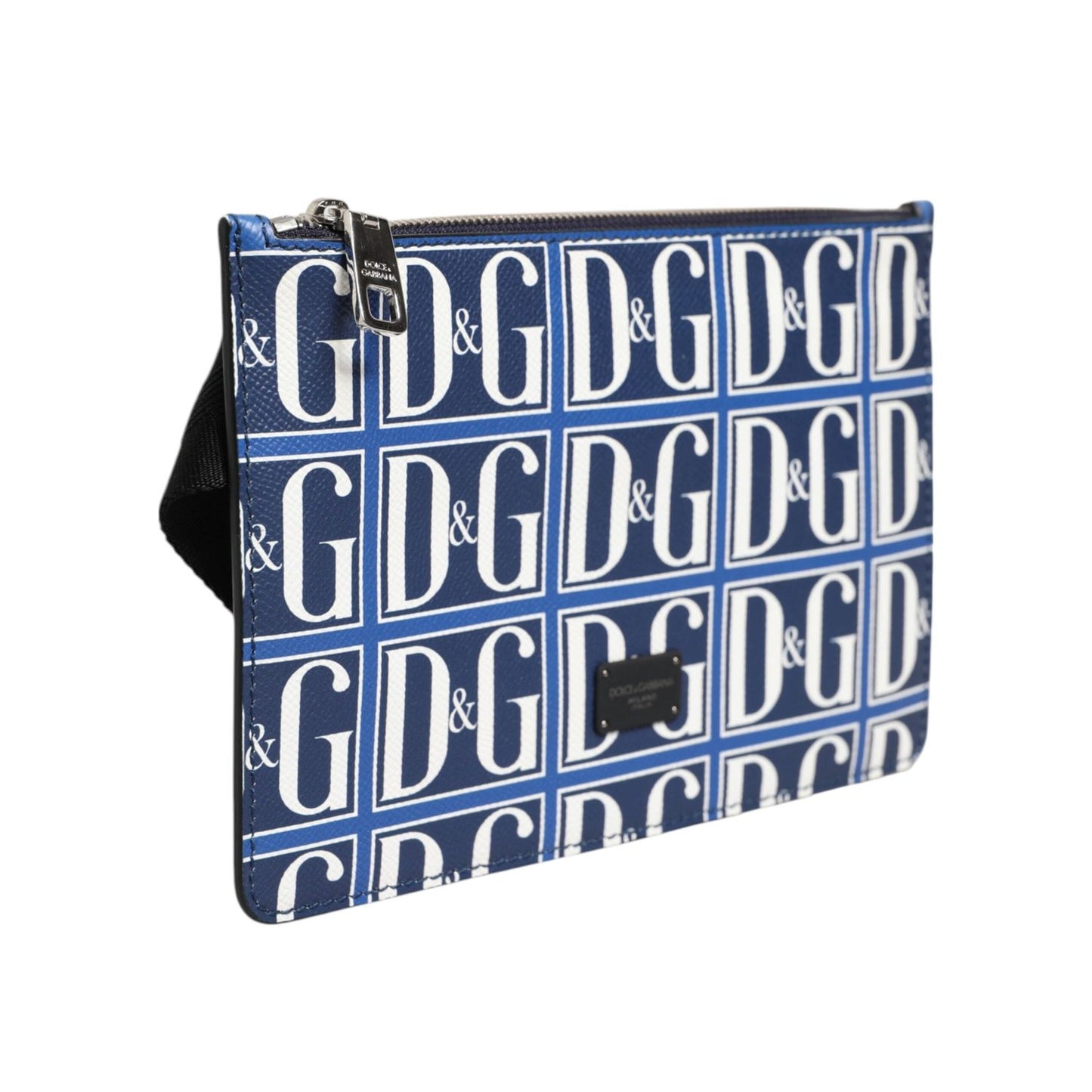 Dolce & Gabbana Blue White Leather D&G Logo Plaque Crossbody Borse Bag BAG4660