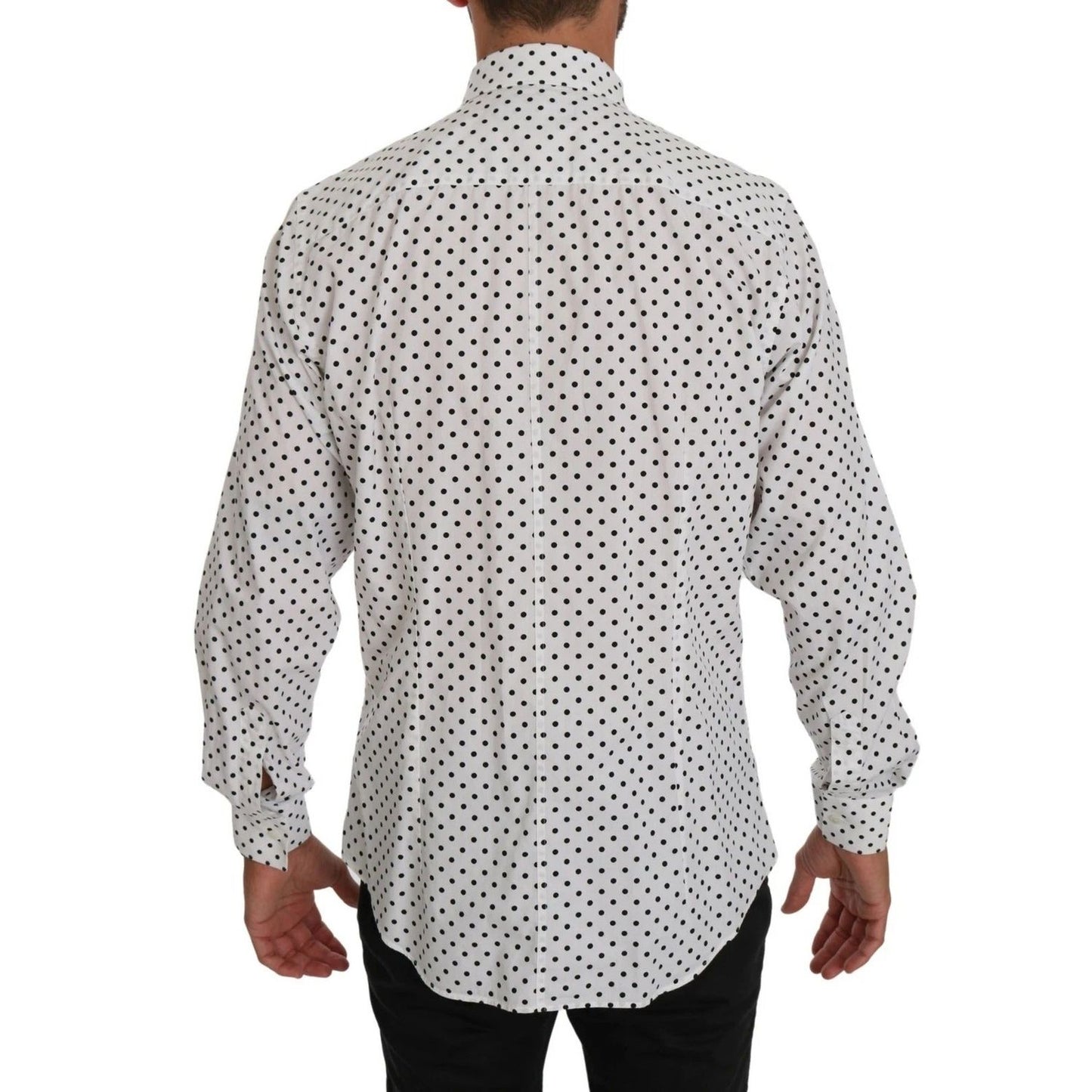 Dolce & Gabbana White Dotted Dress Formal MARTINI Shirt TSH4076-37
