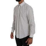 Dolce & Gabbana White Dotted Dress Formal MARTINI Shirt TSH4076-37