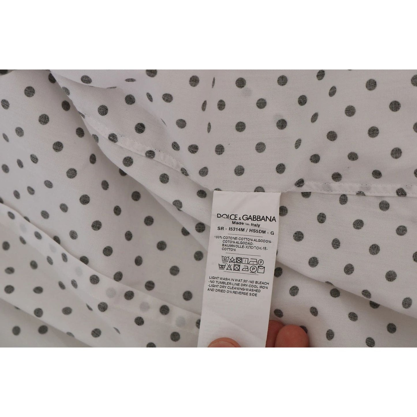 Dolce & Gabbana White Dotted Dress Formal MARTINI Shirt TSH4076-37