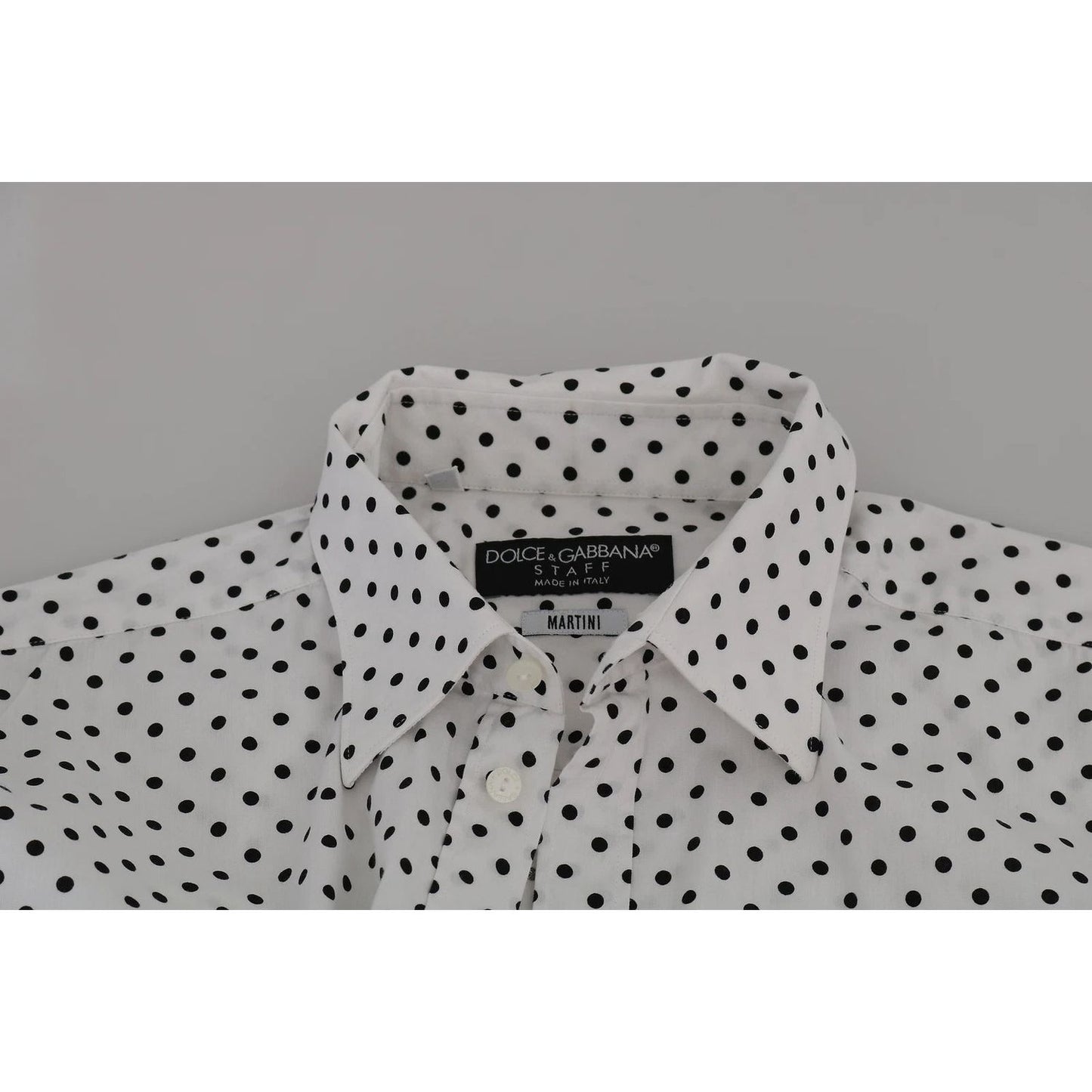 Dolce & Gabbana White Dotted Dress Formal MARTINI Shirt TSH4076-37