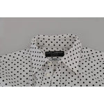Dolce & Gabbana White Dotted Dress Formal MARTINI Shirt TSH4076-37