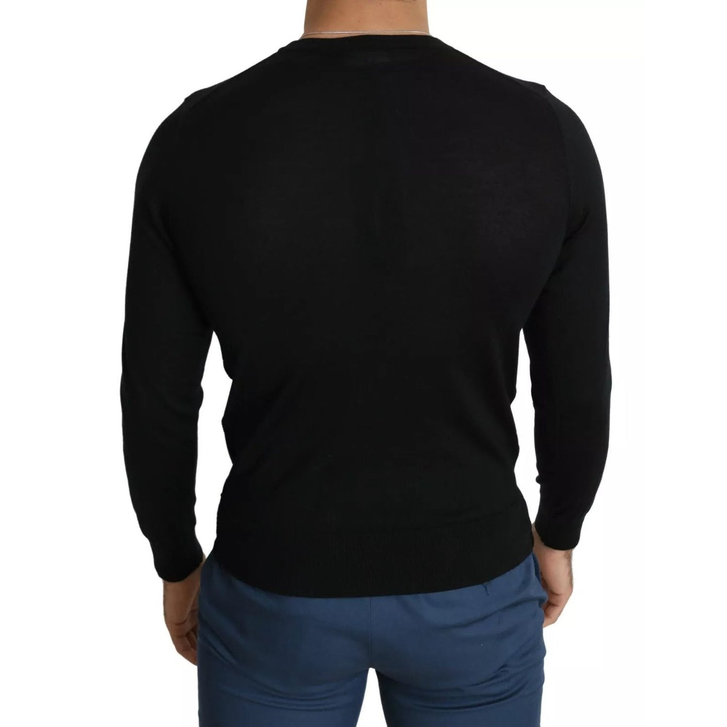 Dolce & Gabbana Black Cashmere Crewneck Pullover Sweater TSH5563-44