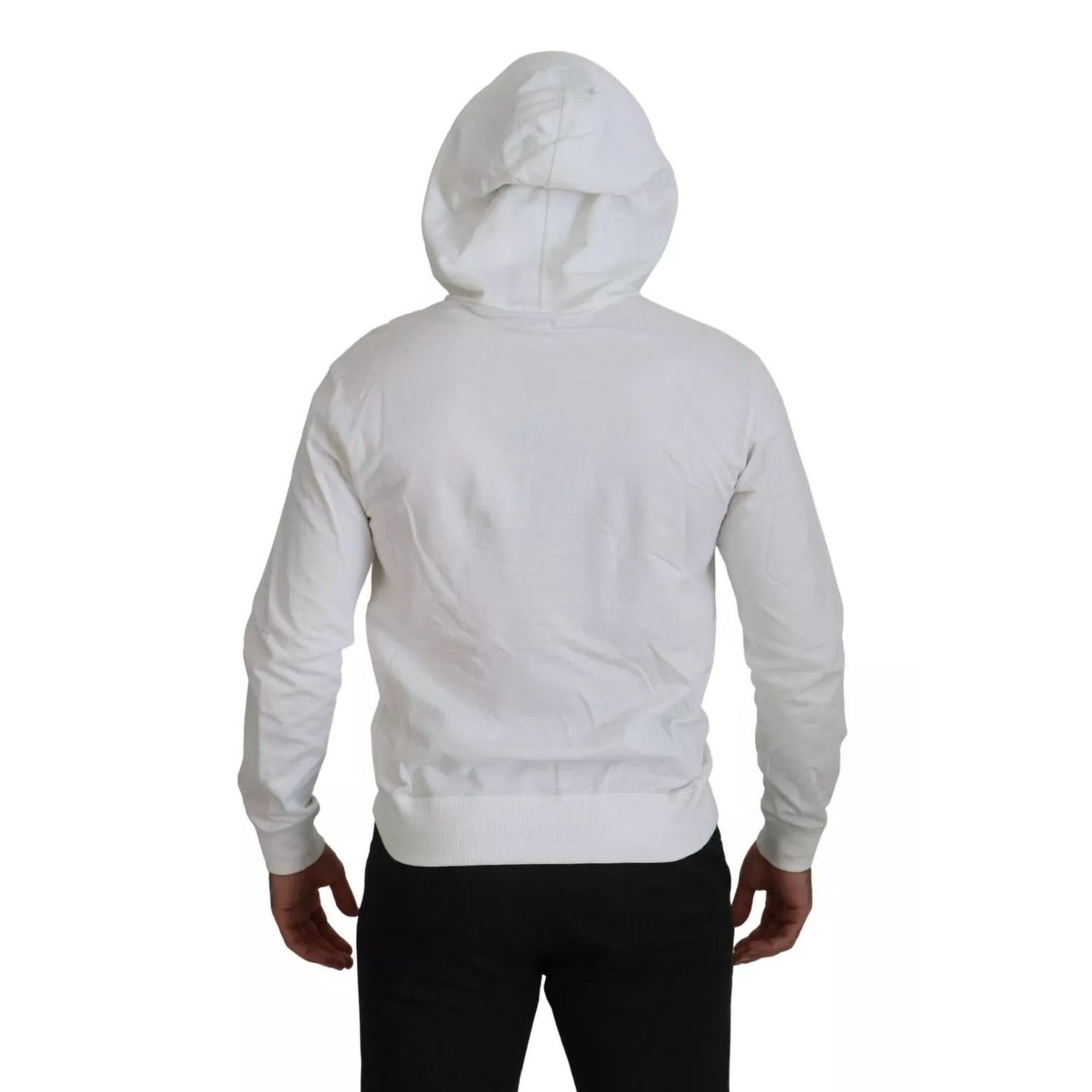 Dolce & Gabbana White Cotton Hooded Sweatshirt Sweater TSH7914-44