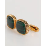 Dolce & Gabbana Gold Malachite Green Stone Square Men's Accessory Cufflink