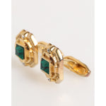 Dolce & Gabbana Emerald Green Crystal Gold Tone 925 Sterling Accessory Cufflink