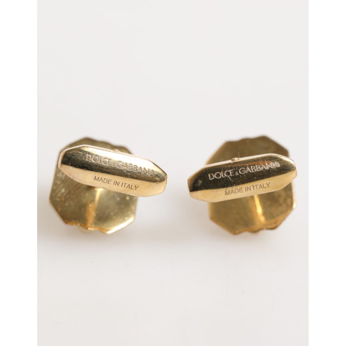 Dolce & Gabbana Emerald Green Crystal Gold Tone 925 Sterling Accessory Cufflink