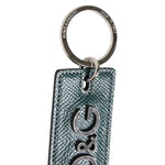 Dolce & Gabbana Army Green Leather Logo Metal Ring Men Keychain Keyring