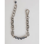 Dolce & Gabbana Silver Tone Chain Lobster Clasp Logo Gray Pearls Bracelet