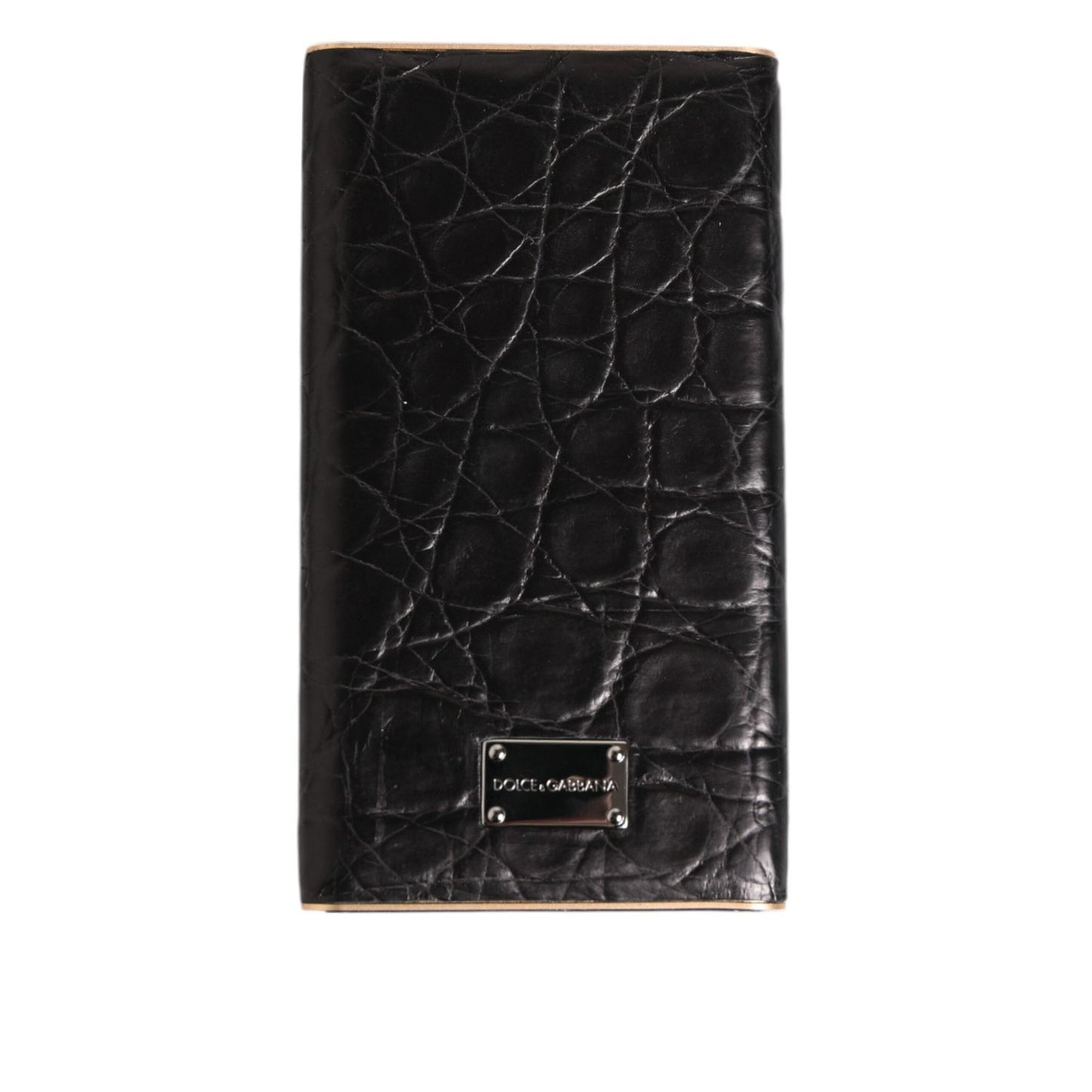 Dolce & Gabbana Black Leather Exotic Skin 3000mAh Power Bank Charger USB SMY10712