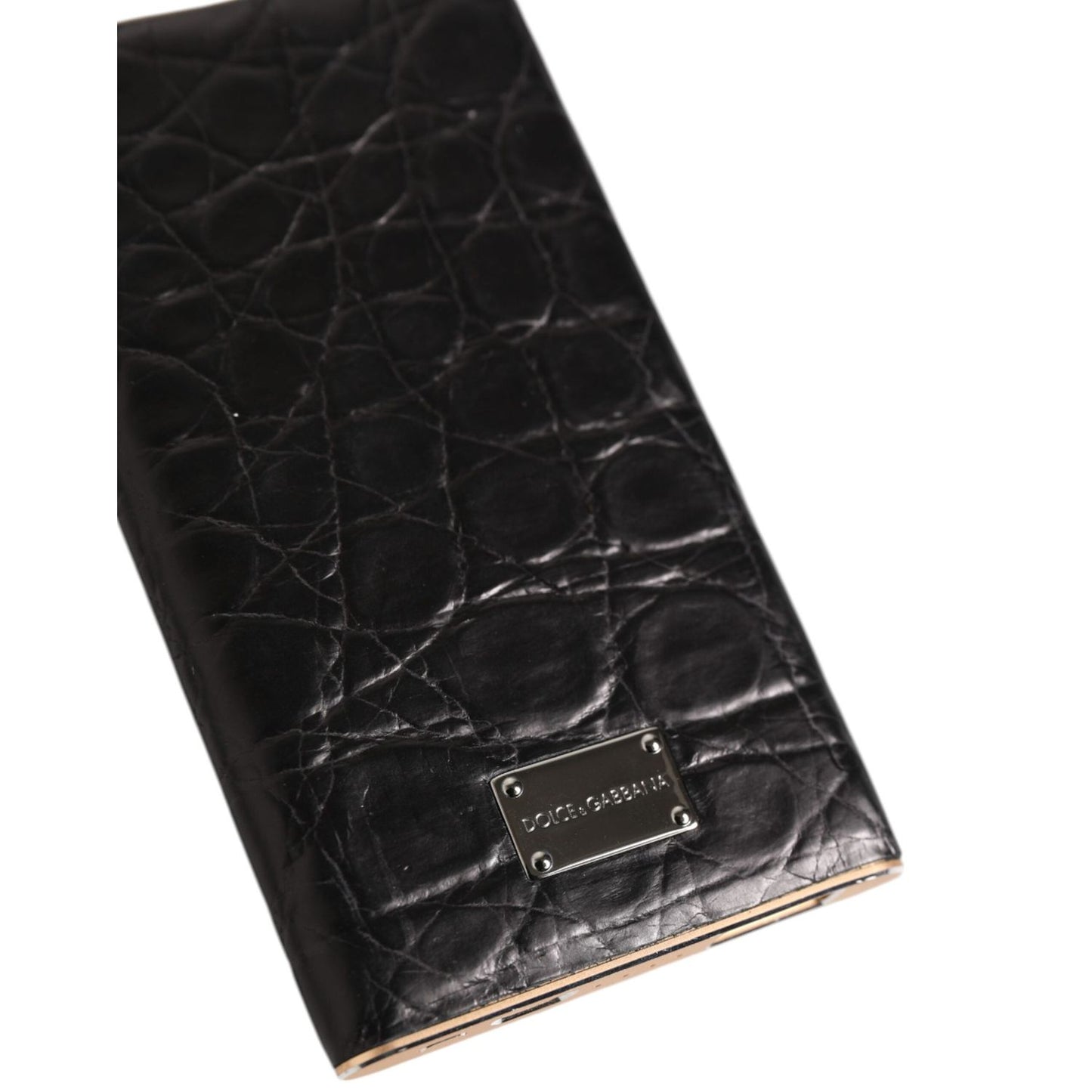 Dolce & Gabbana Black Leather Exotic Skin 3000mAh Power Bank Charger USB SMY10712