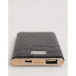 Dolce & Gabbana Black Leather Exotic Skin 3000mAh Power Bank Charger USB SMY10712