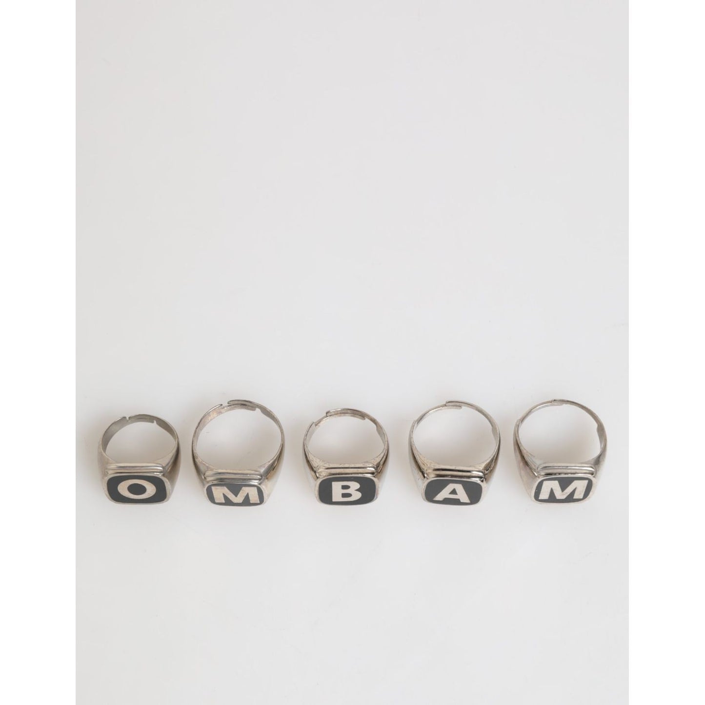 Dolce & Gabbana Silver Tone Brass Lettering Set 5 Pieces Adjustable Ring