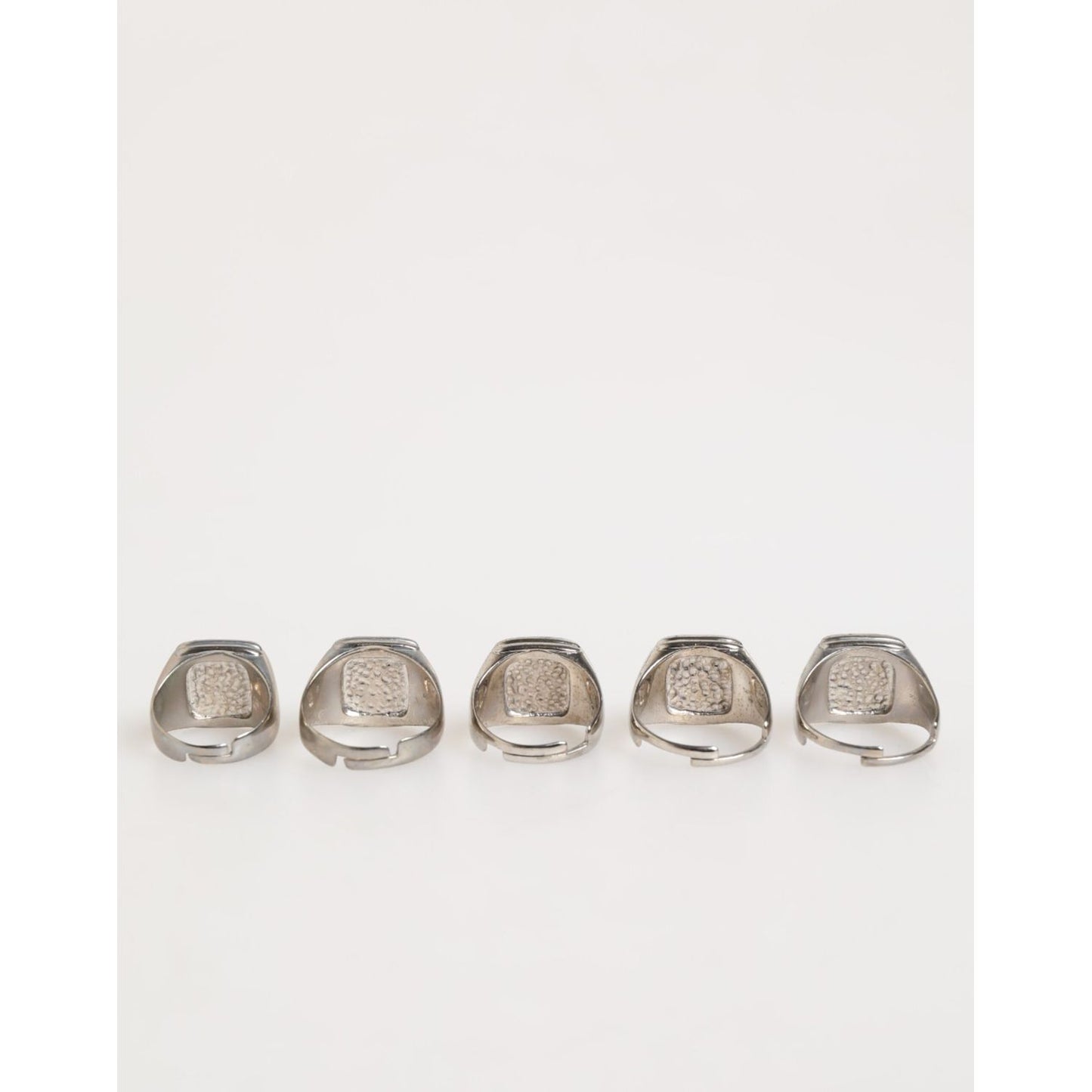 Dolce & Gabbana Silver Tone Brass Lettering Set 5 Pieces Adjustable Ring