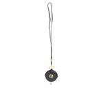 Dolce & Gabbana Black Round Leather DG Logo Coin Purse Lanyard Wallet