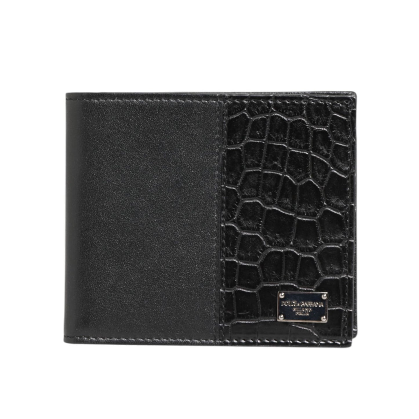 Dolce & Gabbana Black Exotic Leather Bifold Card Holder Men Wallet
