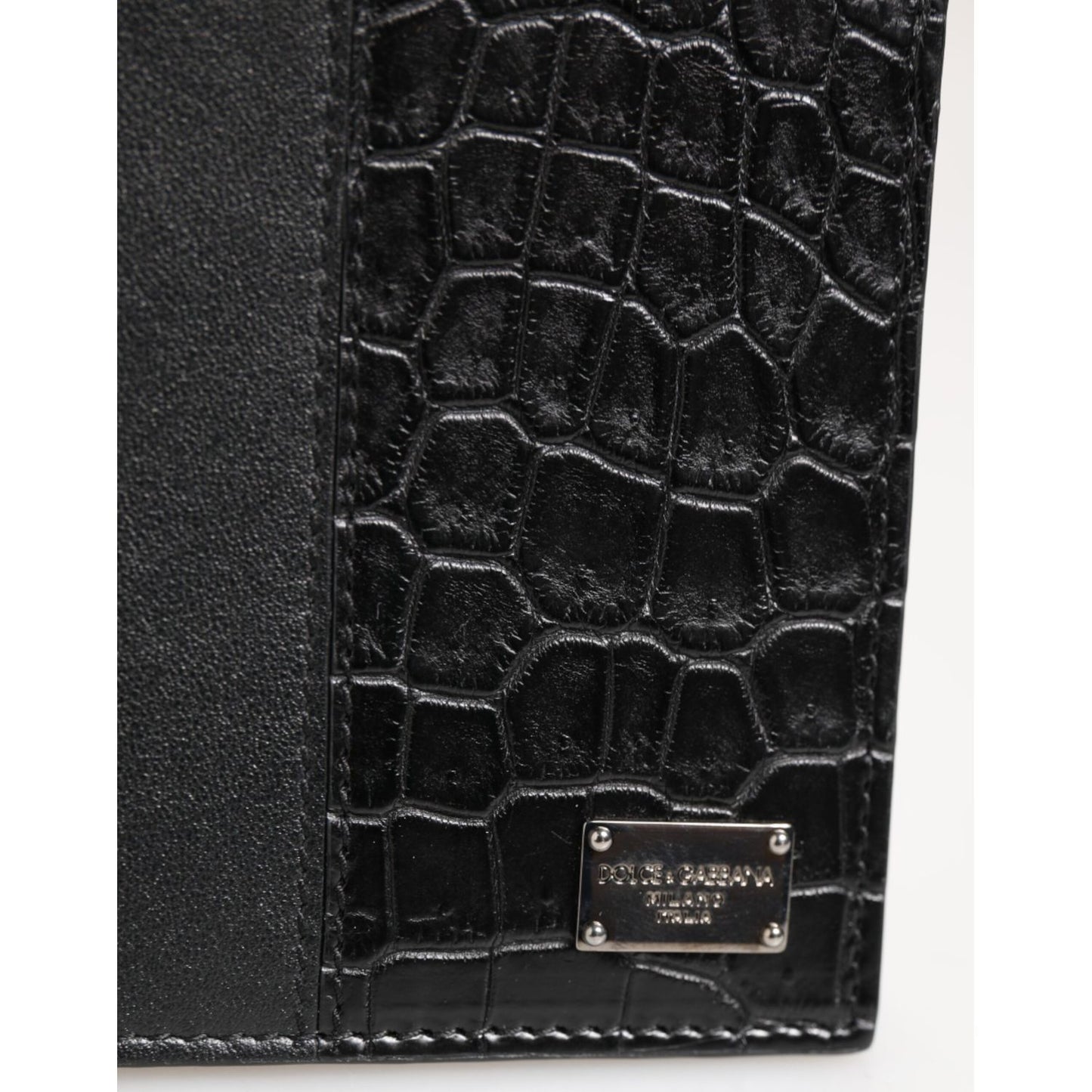 Dolce & Gabbana Black Exotic Leather Bifold Card Holder Men Wallet