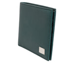 Dolce & Gabbana Green Leather DG Logo Engrave Bifold Card Holder Wallet