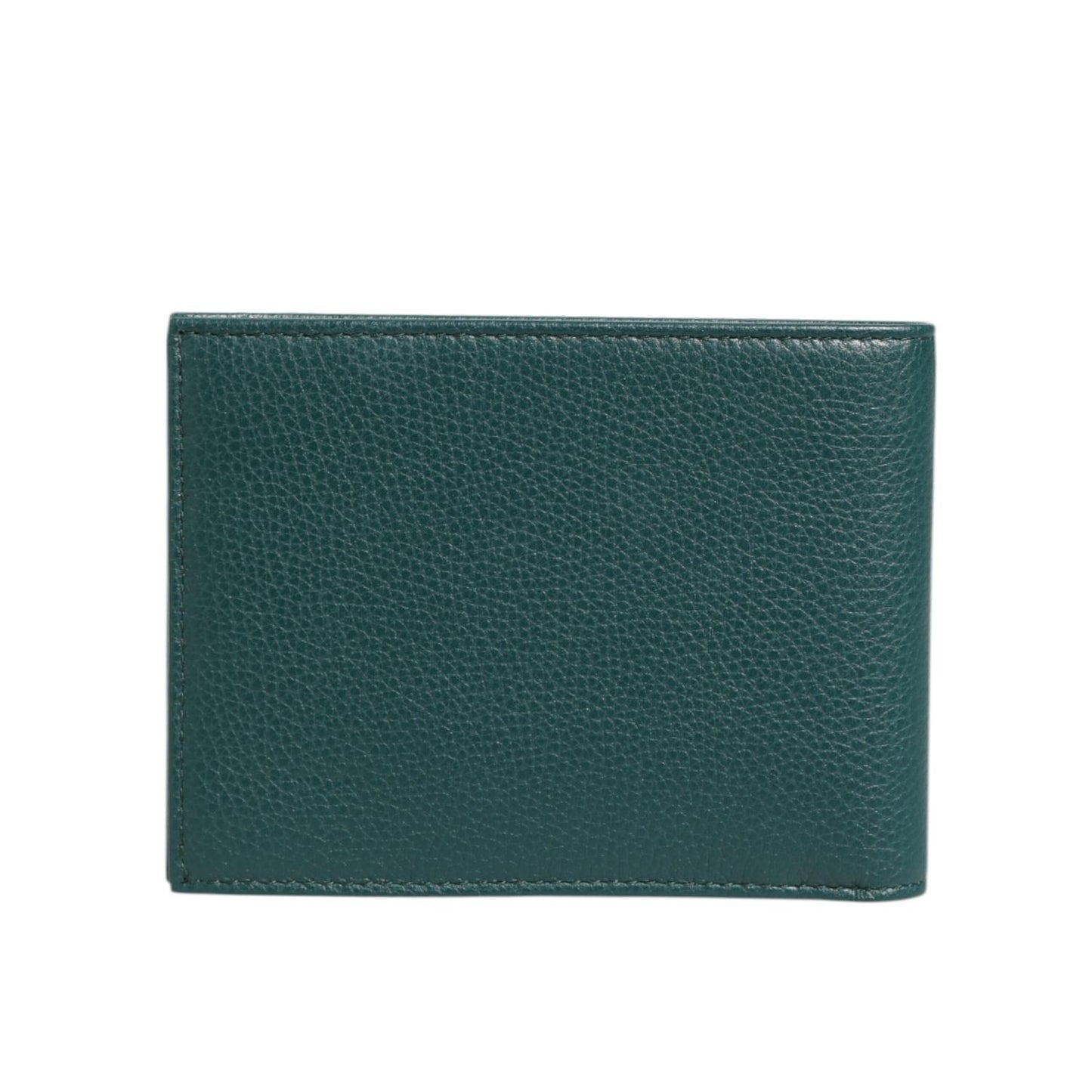 Dolce & Gabbana Green Leather DG Logo Engrave Bifold Card Holder Wallet