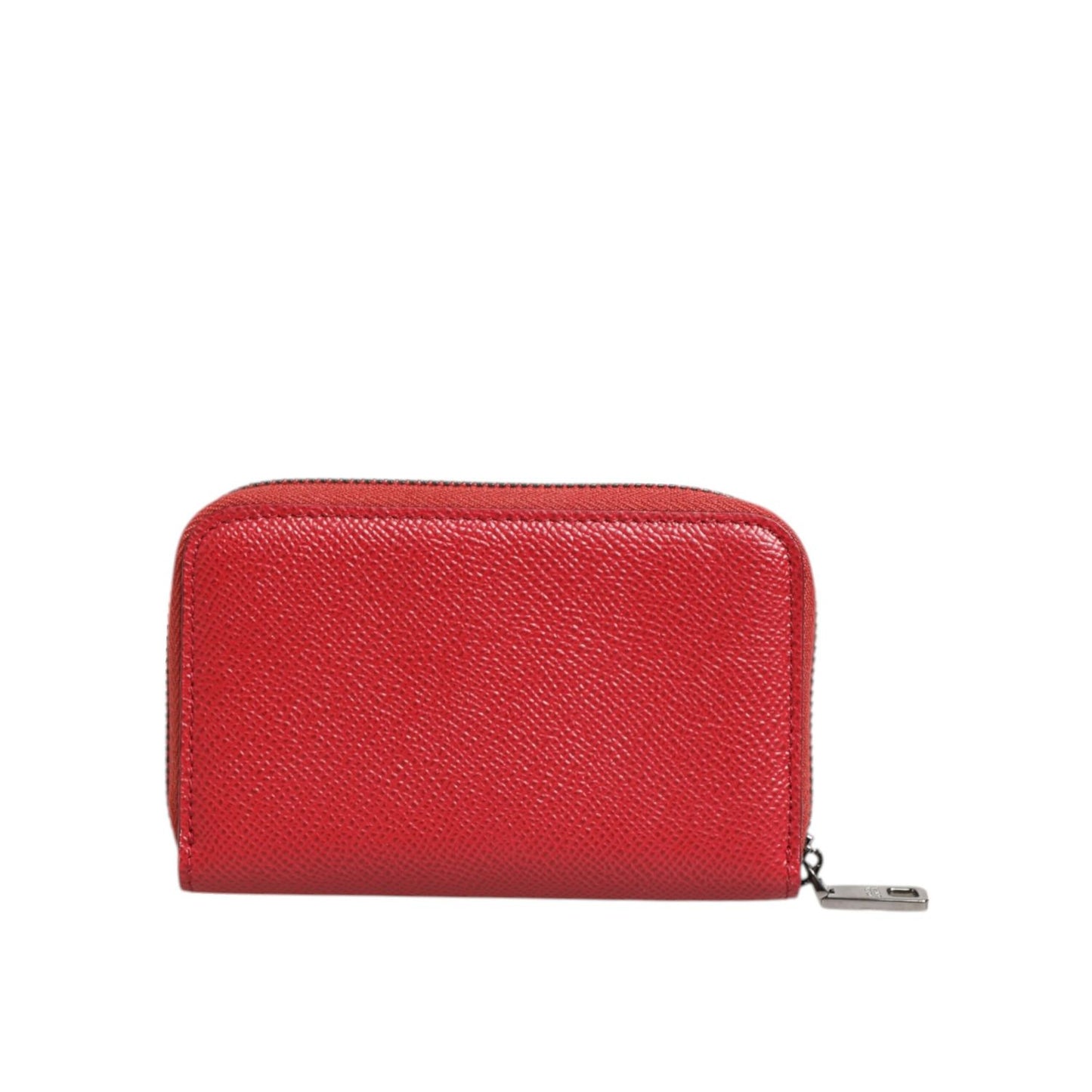 Dolce & Gabbana Red Leather Zip Around Logo Plaque Men Coin Purse Wallet