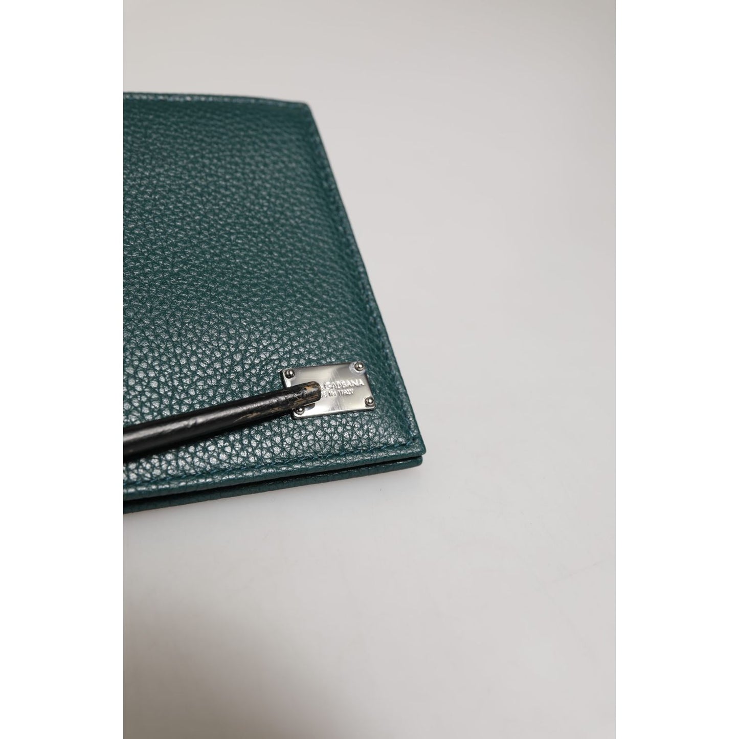 Dolce & Gabbana Green Leather DG Logo Engrave Men Bifold Card Holder Wallet