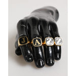 Dolce & Gabbana Gold Tone Brass JAZZ Letter Set 4 Pieces Adjustable Ring SMY10669