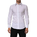 Dolce & Gabbana White Cotton MARTINI Long Sleeve Dress Shirt TSH90813-37
