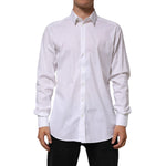 Dolce & Gabbana White Cotton GOLD Long Sleeves Formal Shirt TSH90815-43