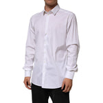 Dolce & Gabbana White Cotton GOLD Long Sleeves Formal Shirt TSH90815-43