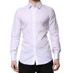 Dolce & Gabbana White Cotton GOLD Long Sleeves Formal Shirt TSH91341-39
