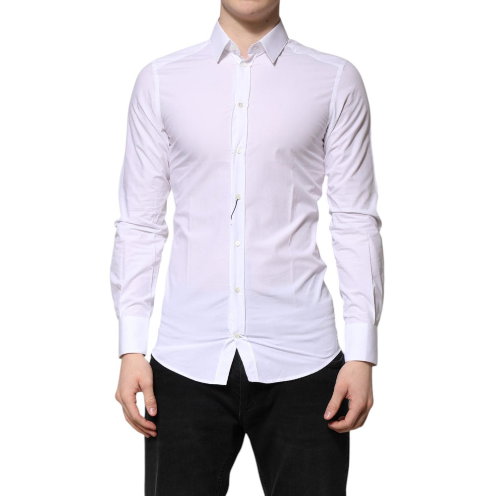 Dolce & Gabbana White Cotton GOLD Long Sleeves Dress Shirt TSH91363-40