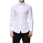 Dolce & Gabbana White Cotton GOLD Long Sleeves Dress Shirt TSH91363-40