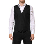 Dolce & Gabbana Black Wool Dress Formal Men Waistcoat Vest TSH90801-52