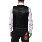 Dolce & Gabbana Black Wool Dress Formal Men Waistcoat Vest TSH90801-52