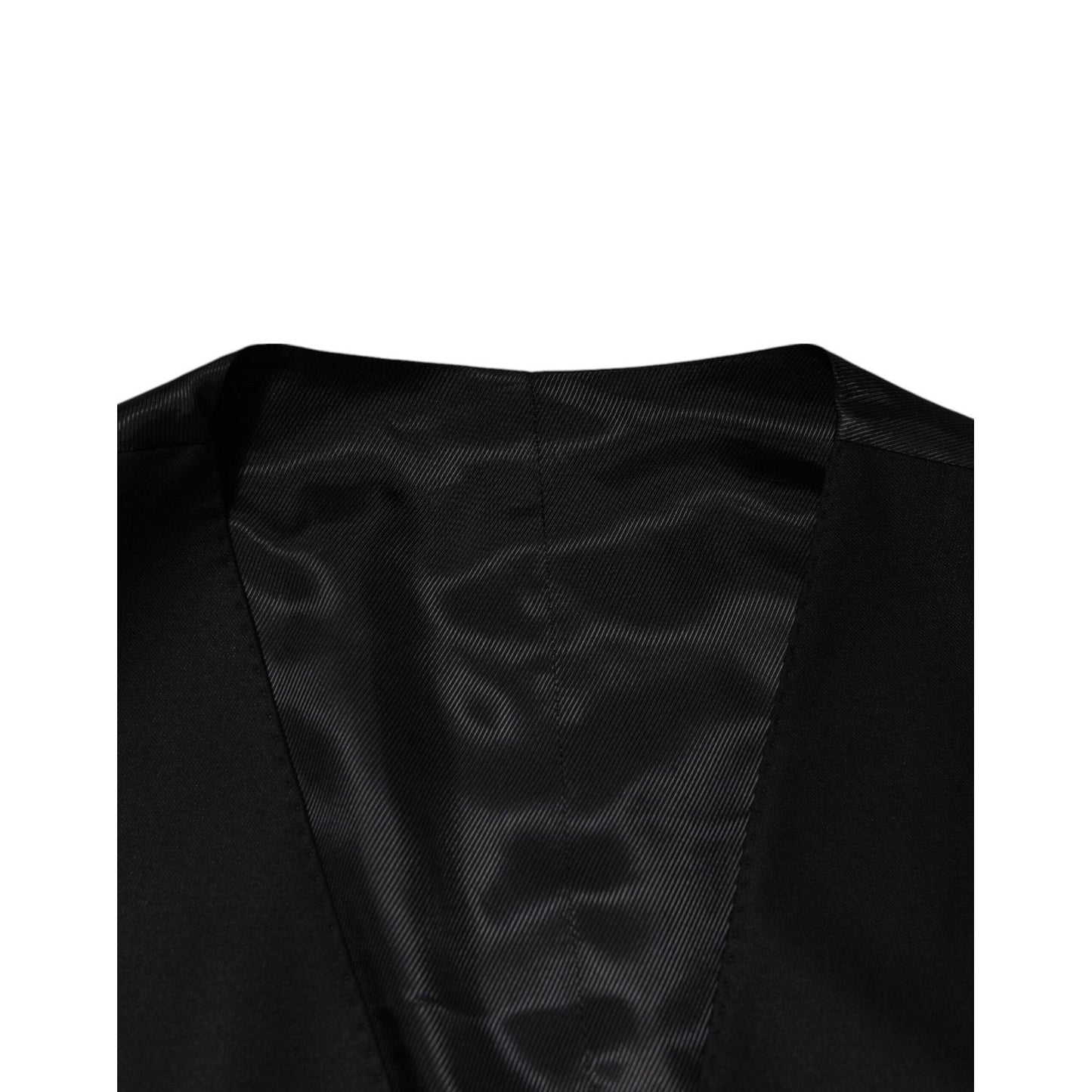 Dolce & Gabbana Black Wool Dress Formal Men Waistcoat Vest TSH90801-52
