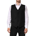Dolce & Gabbana Black Wool Dress Formal Men Waistcoat Vest TSH90803-56